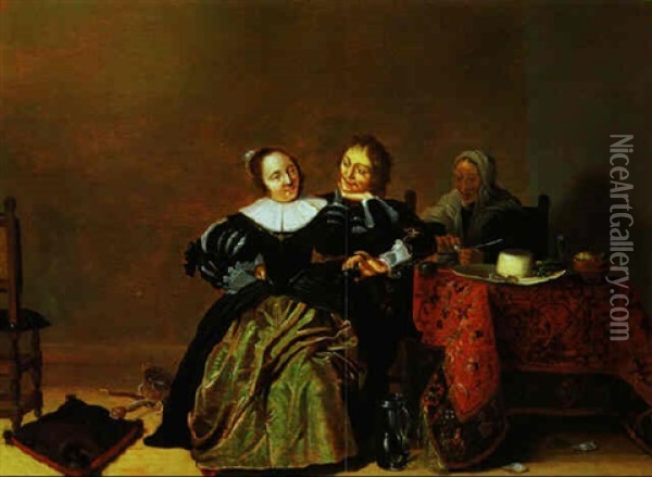 Ein Kavalier Und Seine Dame Oil Painting - Hendrick Gerritsz. Pot