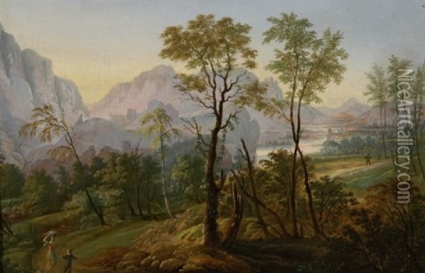 Flusstal Bei Morgendammerung Oil Painting - Martin von Molitor