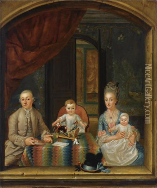 A Family Portrait Oil Painting - Hieronymus Lapis