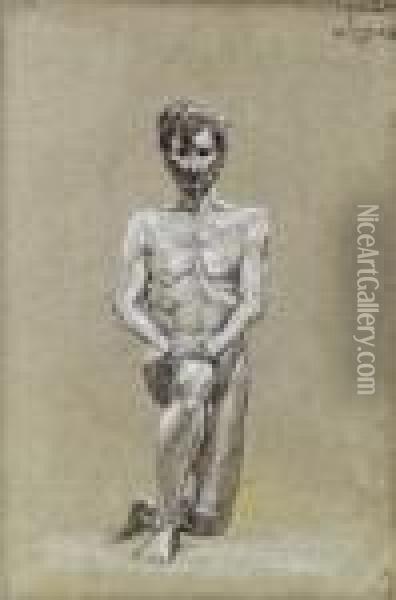 Knieender Mannerakt Oil Painting - Egon Schiele