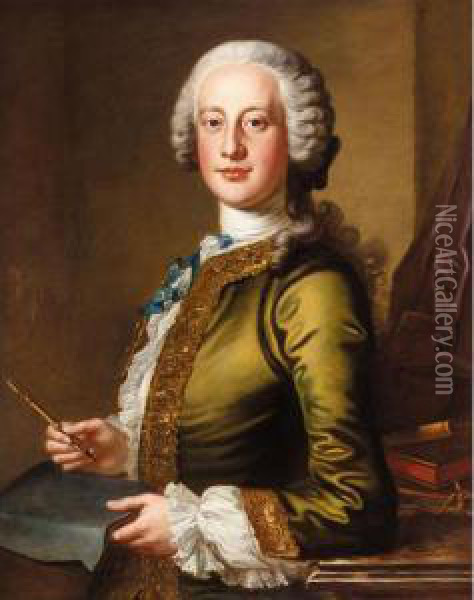 Portrait Of Sir John Cotton, 6th Bt. (d.1752) Oil Painting - Petrus Johannes Van Reyschoot