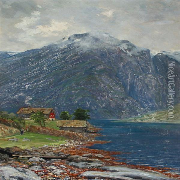 Landscape From Norway Oil Painting - Hulda Gronneberg