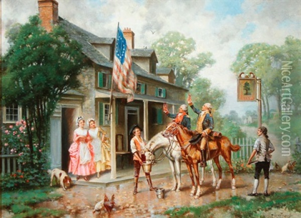 Raising A Toast To The Flag Oil Painting - Edward Percy Moran