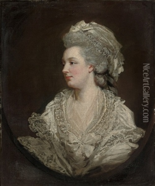 Portrait Of Mary Baylay Of Stoke Damerall Near Plymouth In A Lace Dress And Cap Oil Painting - James (Thomas J.) Northcote