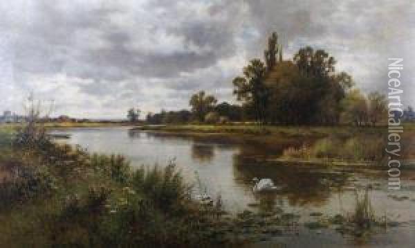 The Thames Near Laleham Ferry Oil Painting - Alfred I Glendening