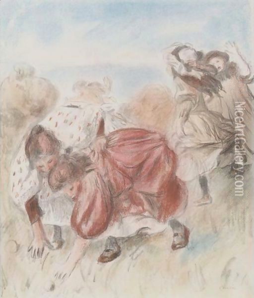 Enfants Jouant A La Balle 2 Oil Painting - Pierre Auguste Renoir