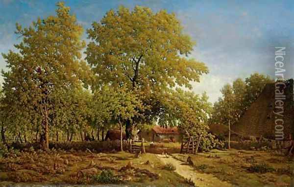 Ferme dans les Landes (la maison du garde) Oil Painting - Theodore Rousseau