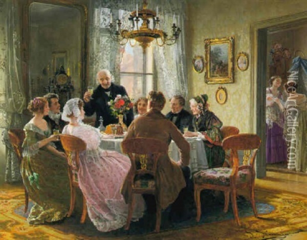 Die Hochzeit Oil Painting - Johann Hamza