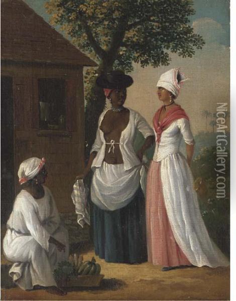 Free Women Of Dominica Oil Painting - Agostino Brunias