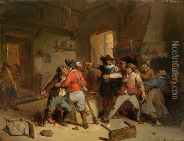 A Brawl In A Tavern Oil Painting - Herman Frederik Carel ten Kate