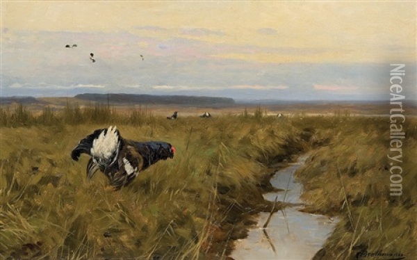 Blackcocks Oil Painting - Christoffer Johann Drathmann