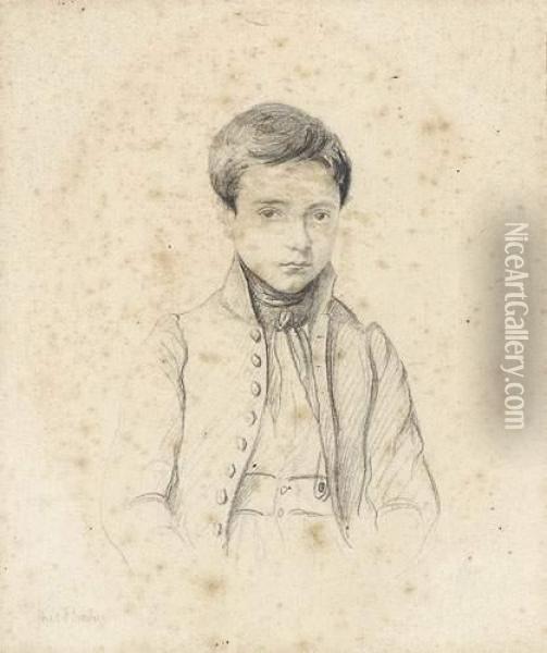 Portrait En Buste D'un Jeune Garcon. Oil Painting - Paul Jean Flandrin