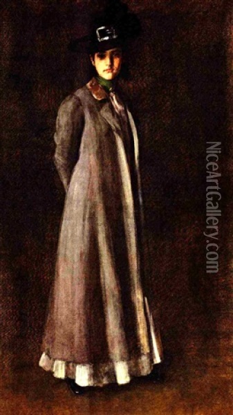 Portrait Of Miss D Oil Painting - William Merritt Chase