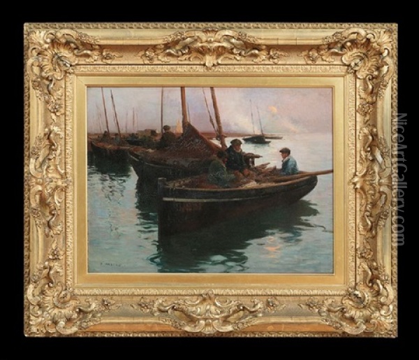 Three Men In A Boat Oil Painting - Paul Pascal