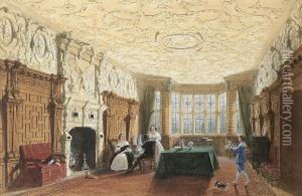 The Carved Parlour, Crewe Hall, Cheshire Oil Painting - Joseph Nash