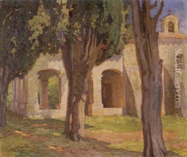 Monastery, Kessariani Oil Painting - Konstantinos Maleas