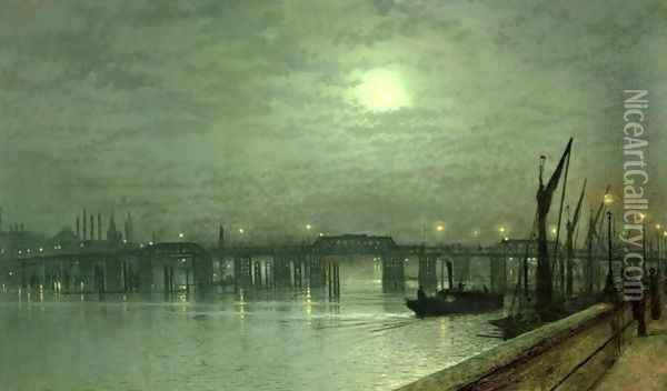 Battersea Bridge by Moonlight Oil Painting - John Atkinson Grimshaw