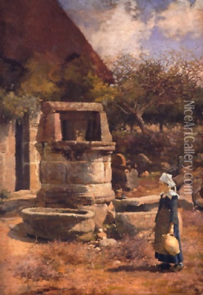 The Farmyard, Kerulec, Near Le Poldu Oil Painting - Walter Frederick Osborne