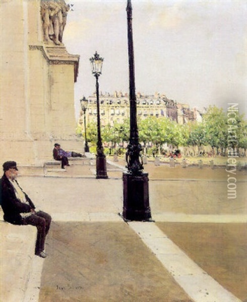 Reverie, L'arc De Triomphe Oil Painting - Jean Beraud