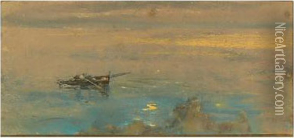 Marina Con Barca Di Pescatori Oil Painting - Giuseppe Casciaro