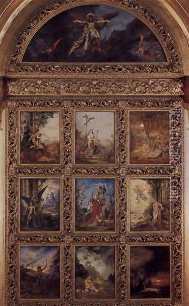 The history of humanity, 9 boards Oil Painting - Gustave Moreau
