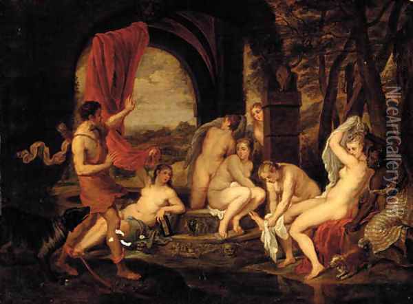 Diana surprised by Actaeon Oil Painting - Thomas Willeborts (Bosschaert)
