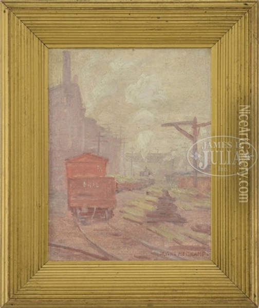 Industrial Landscape With Train Oil Painting - Irving R. Heitkamp