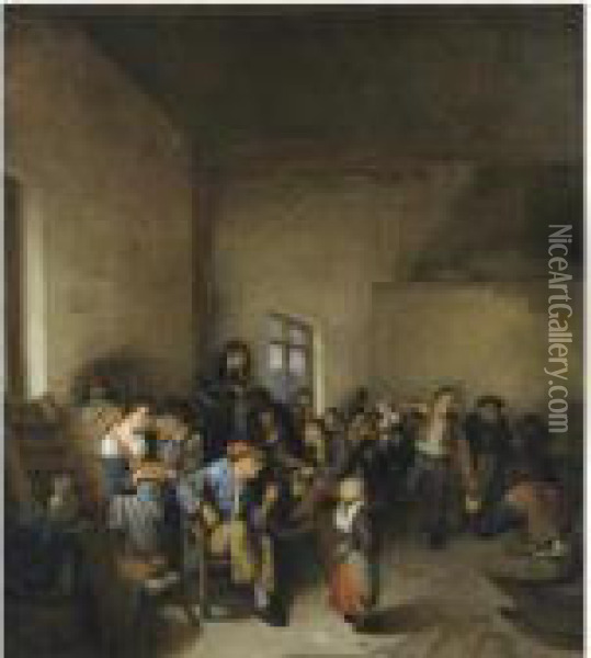 A Tavern Interior With Peasants Carousing Oil Painting - Cornelis (Pietersz.) Bega