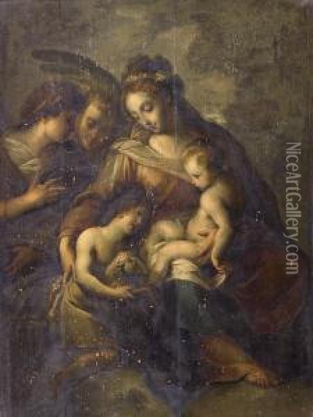Vierge A L'enfant Avec Saint Jean-baptiste Et Des Anges Oil Painting - Giulio Cesare Procaccini