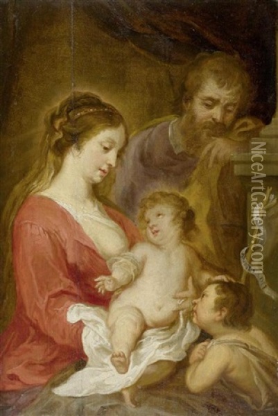 Heilige Familie Mit Dem Johannesknaben Oil Painting - Jan van den Hoecke
