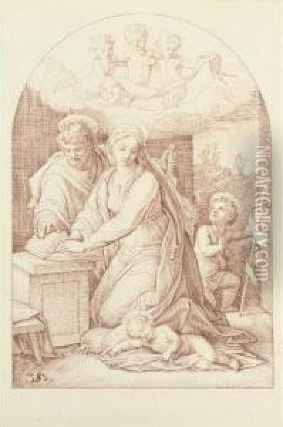 The Holy Family With The Infant Baptist Oil Painting - Julius Schnorr Von Carolsfeld
