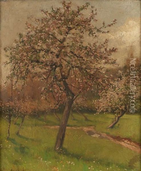 Le Verger En Fleurs Oil Painting - Henri de Braekeleer