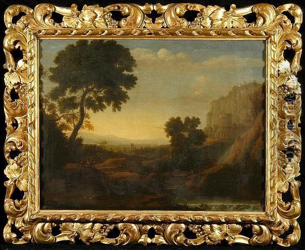 An Italianate Landscape Oil Painting - Giuseppe Zais