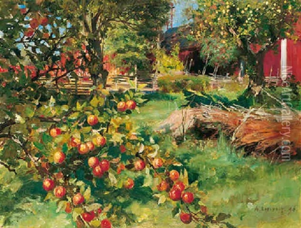 Vanhasta Hedelmatarhasta Oil Painting - Albert Edelfelt