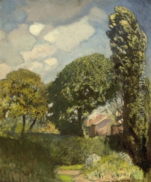 At The Edge Of The Farm Oil Painting - Sir George Clausen