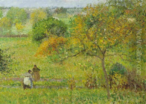 Automne A Eragny Oil Painting - Camille Pissarro