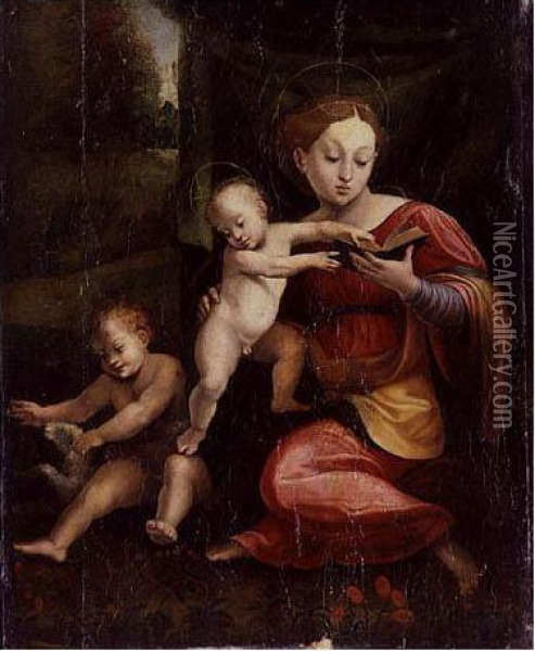 Madonna And Child With The Infant Saint John The Baptist Oil Painting - Girolamo Genga