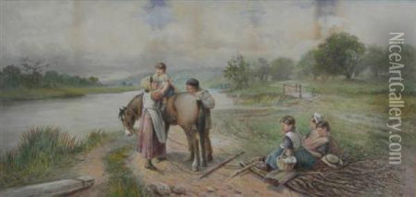 The First Lesson Oil Painting - Myles Birket Foster