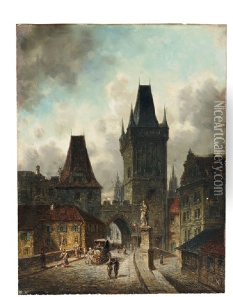Blick Auf Das Alte Prag Oil Painting - Christian Strobel