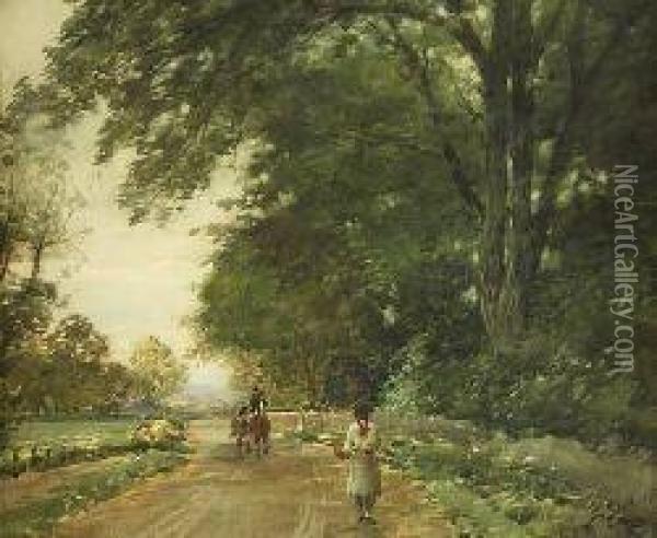 A Walk In The Country Oil Painting - Tom Scott