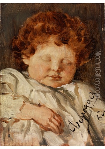 Bildnis Eines Schlafenden Kleinkinds Oil Painting - Franz Von Defregger