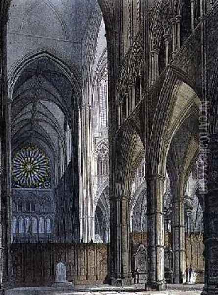 North View across the Transept from Poets Corner Oil Painting - Frederick Mackenzie