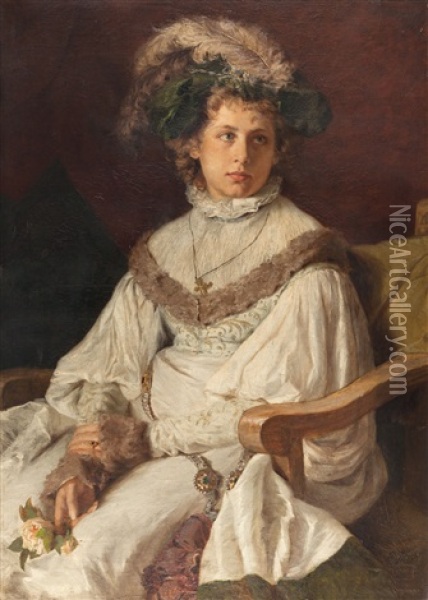 Gisela Von Osterreich Im Mittelalterlichen Kostum Oil Painting - Agathe Roestel