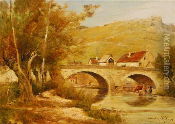 Le Pont Emailly-le-cheteau Oil Painting - Maurice Levis