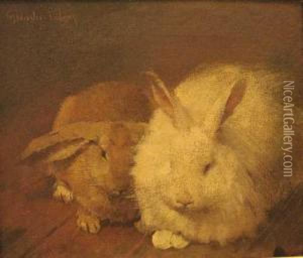 Zwei Hasen Oil Painting - Georg Schuster-Woldan