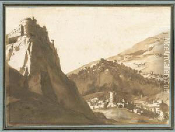 Hilly Landscape With A Fortified Town In The Foreground Oil Painting - Johannes Episcopius
