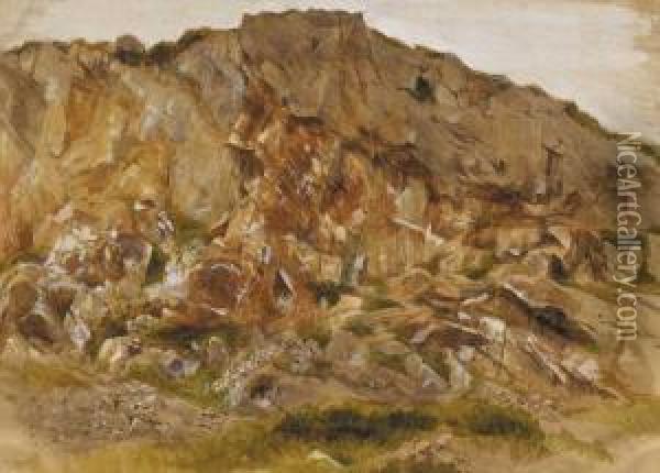 Study Of Rocks At Howth Oil Painting - Frederick William Burton