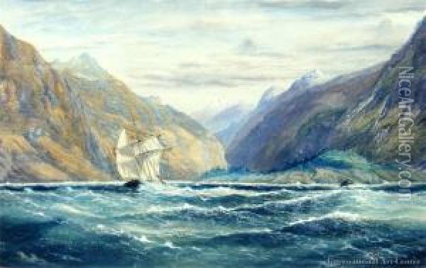 Mt Earnslaw From The Wakatipu Islands Oil Painting - Charles Henry Howorth