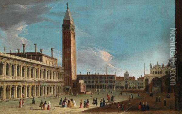 Veduta Di Piazza San Marco A Venezia Oil Painting - Giovanni Richter