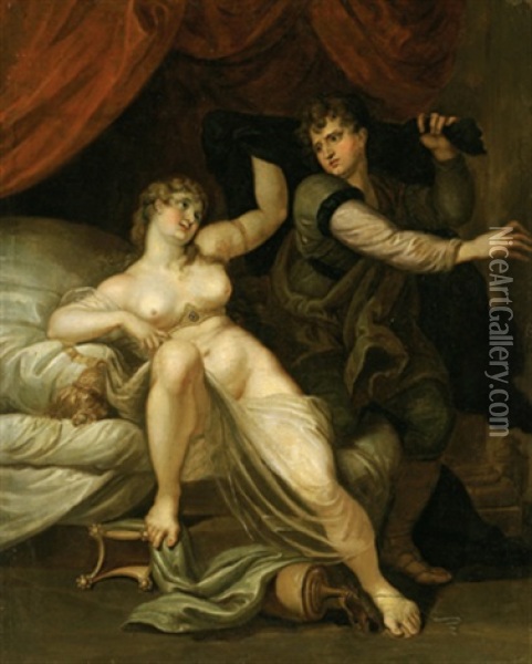 Der Agyptische Joseph Und Die Frau Des Potiphar Oil Painting - Christian Wilhelm Ernst Dietrich